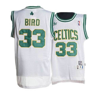  NBA Boston Celtics 33 Larry Bird White Gold Throwback Jersey